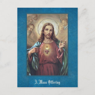 Carte Postale Offrande de messe religieuse Jésus Sacré-Cœur