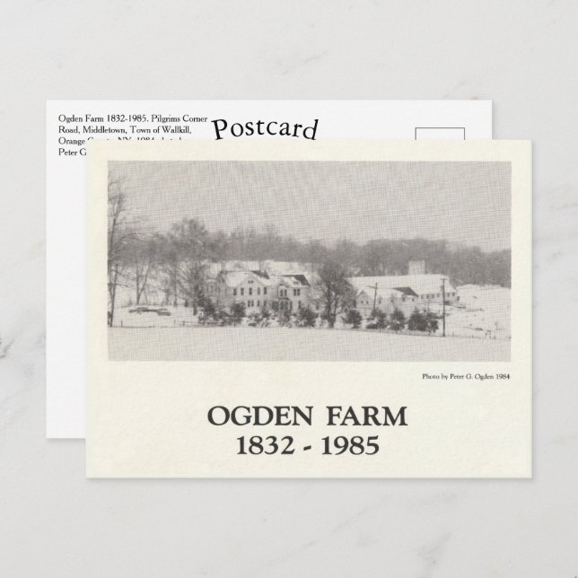Carte Postale Ogden Farm 1832-1985 Ville de Wallkill New York (Devant / Derrière)