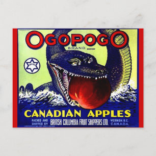 Carte Postale Ogopogo étiquette de caisses de fruits canadiens d