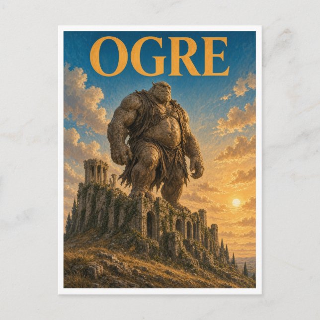 Carte Postale Ogre, monstre de fantasy gothique (Devant)