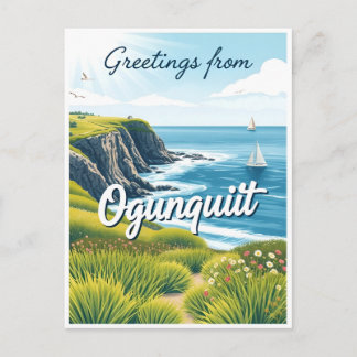 Carte Postale Ogunquit, Maine – Cliff Walk Views vintage