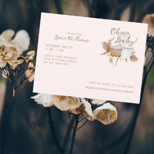 Carte Postale Oh Baby Blush Vintage Bassinet Baby shower