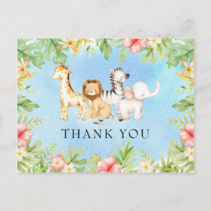 Carte Postale Oh Baby Jungle Baby shower Merci