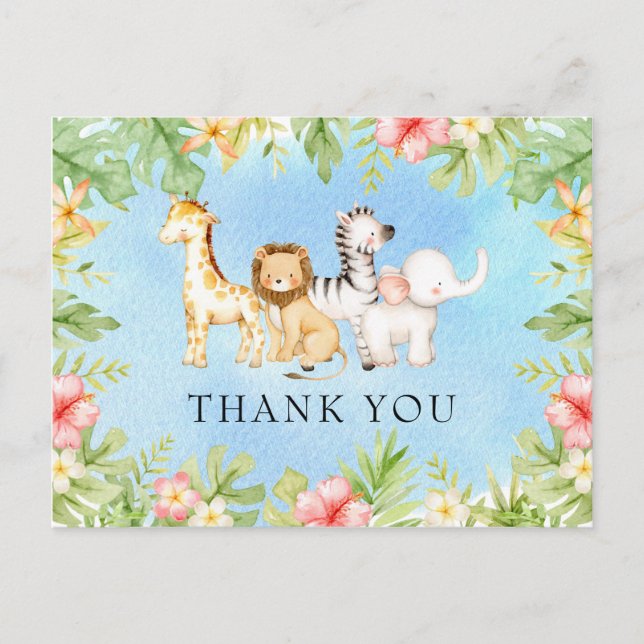 Carte Postale Oh Baby Jungle Baby shower Merci (Devant)