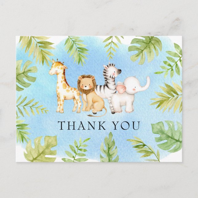 Carte Postale Oh Baby Jungle Baby shower Merci (Devant)