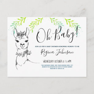 Carte Postale Oh Baby shower Girl Cute llama