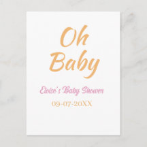 OH BÉBÉ BABY SHOWER ORANGE VIOLET SIMPLE MINIMAL