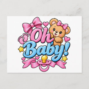 Carte Postale Oh Bébé ! Conception de célébration de Baby Shower
