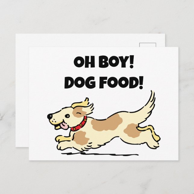 Carte Postale Oh Boy Chien Nourriture Affamé Chiot Illustration  (Devant / Derrière)