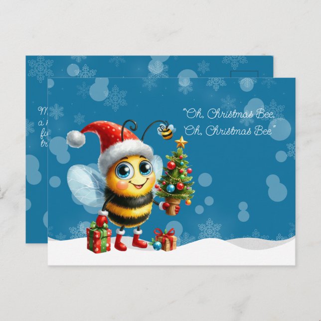 Carte Postale "Oh, Christmas BEE, Oh, Christmas BEE" (Devant / Derrière)