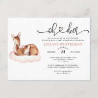 Oh Deer Baby shower Aquarelle Pink Cloud Invitatio