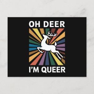 Carte Postale Oh Deer Je suis Queer Rainbow LGBT Pride Gay Lesbi