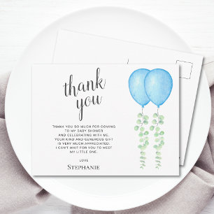 Carte Postale Oh Garçons Ballons Bleus Jumeaux Baby Shower Merci