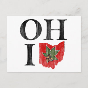 Carte Postale OH IO Typographie Ohio Vintage rouge sauce rouge N