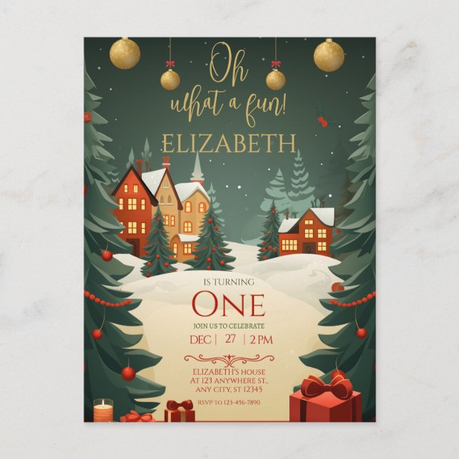 Carte Postale Oh Quel plaisir 1er Anniversaire de Noël  (Devant)