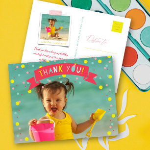 Carte Postale Oh Quelle Fête Fille Photo Confettis Anniversaire 