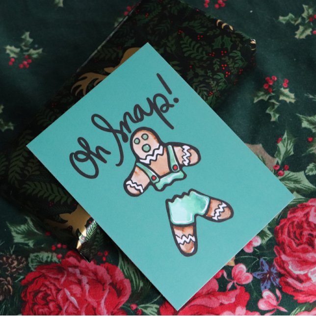Carte Postale Oh Snap Gingerbread Homme art Noël Humour (Créateur téléchargé)