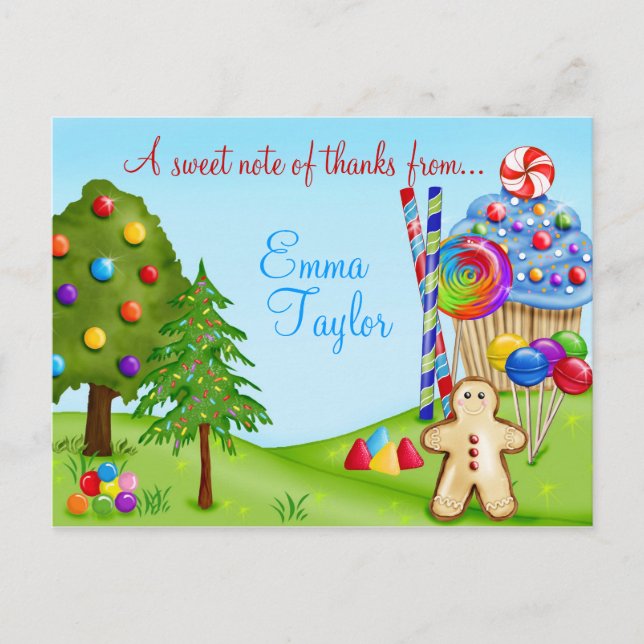 Carte Postale Oh Sweet Candy Land Cupcakes et Lollipops (Devant)