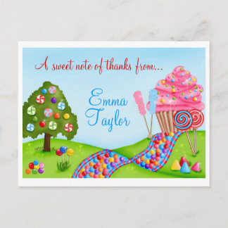 Carte Postale Oh Sweet Candy Land Cupcakes et Lollipops
