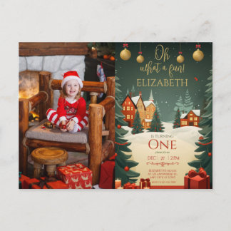 Carte Postale Oh What Fun 1st Birthday Photo Christmas 
