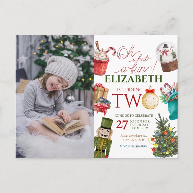 Carte Postale Oh What Fun Christmas 2nd Birthday Photo (Devant)