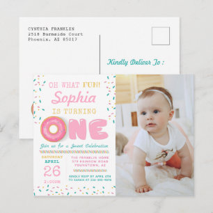 Carte Postale Oh What Fun Donut First Birday Party Photo