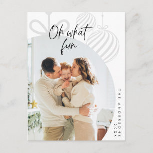Carte Postale Oh What Fun, Photo de famille, voeux de Noël