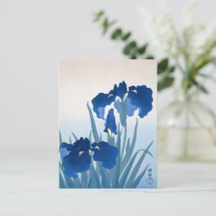 Carte Postale Ohara Koson, Vintage Irises Bleues Japonais Annive