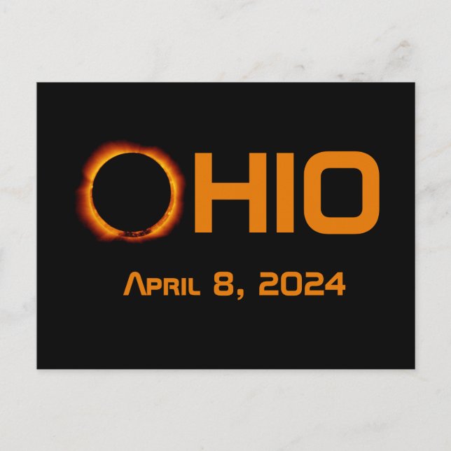 Carte Postale Ohio 2024 Total Éclipse Solaire (Devant)