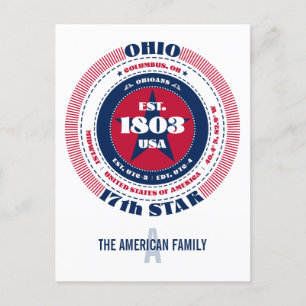 Carte Postale Ohio, Columbus, OH, Patriotique, Monogramme
