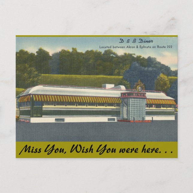 Carte Postale Ohio, D&B Diner, Akron-Ephrata (Devant)