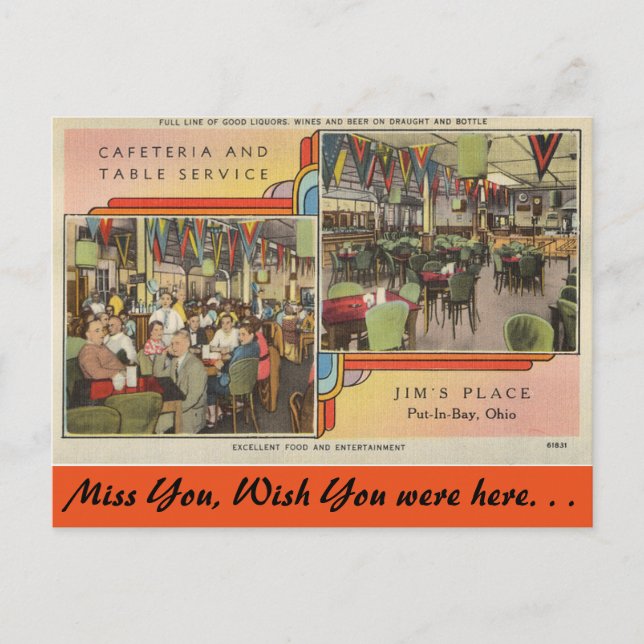 Carte Postale Ohio, Jim's Place Cafeteria, Put-In-Bay (Devant)