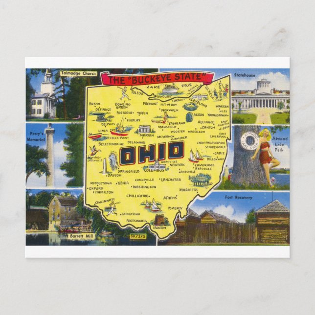 Carte Postale Ohio Le Buckeye State vintage (Devant)