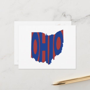 Carte Postale Ohio Nom de l'Etat Mot Art Bleu