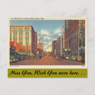Carte Postale Ohio, rue principale, Akron
