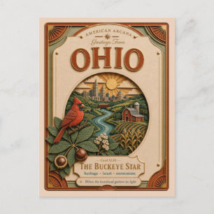 Carte Postale Ohio Vintage Paper Cut American Arcana