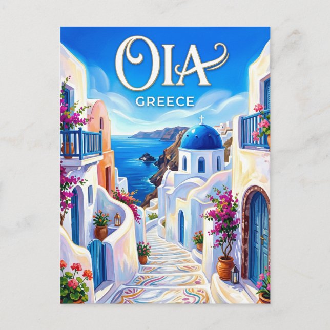 Carte Postale Oia Allée du Marbre Grèce (Devant)