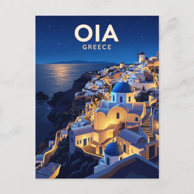 Carte Postale Oia la nuit Grèce (Devant)