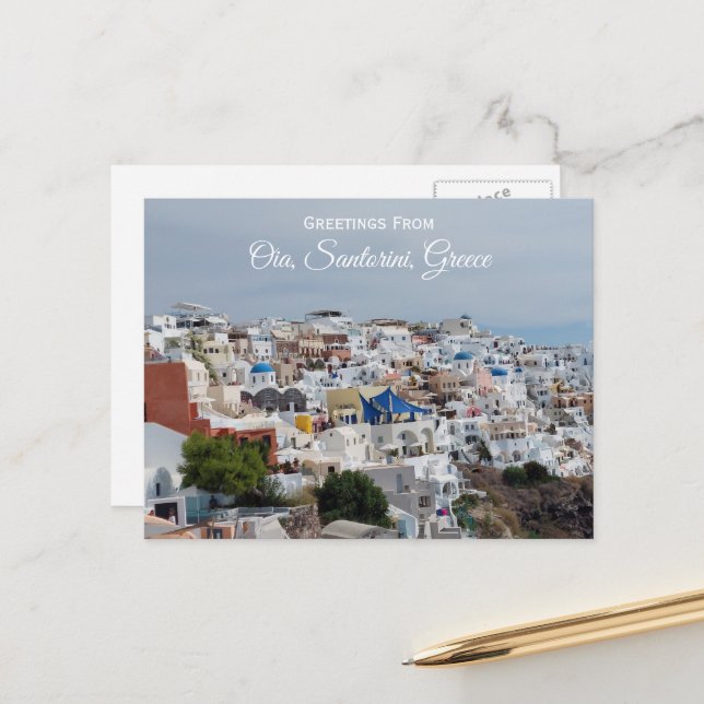 Carte postale Oia, Santorin, Grèce (Devant/Arrière en situation)