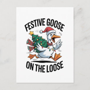 Carte Postale Oie festive en liberté Oie drôle 