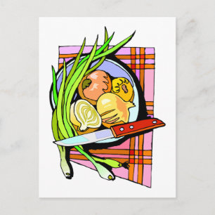 Carte Postale Oignons coupés et pommes de terre