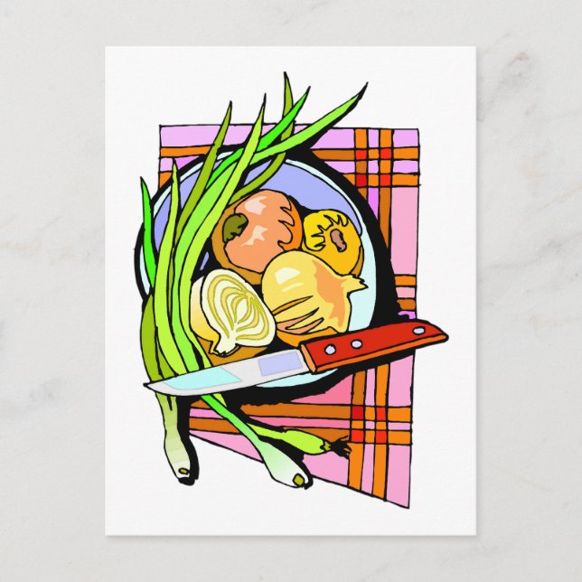 Carte Postale Oignons coupés et pommes de terre (Devant)