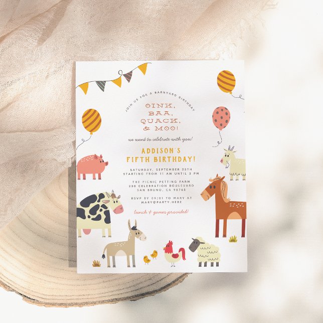 Carte Postale Oink Baa Quack Moo Animaux de ferme Anniversaire (Créateur téléchargé)