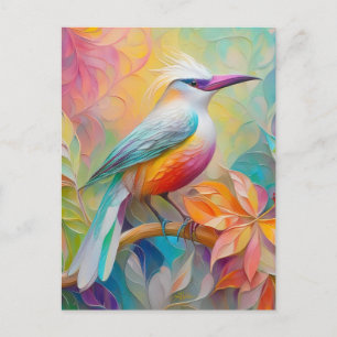 Carte Postale Oiseau à poitrine rouge à bec rose