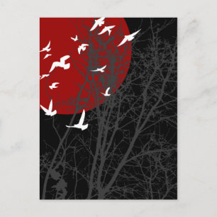 Carte Postale oiseau à silhouette
