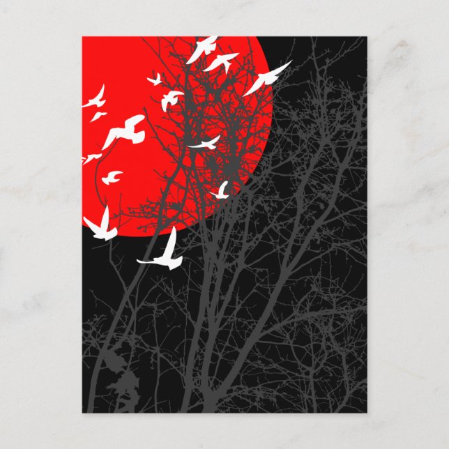 Carte Postale oiseau à silhouette (Devant)