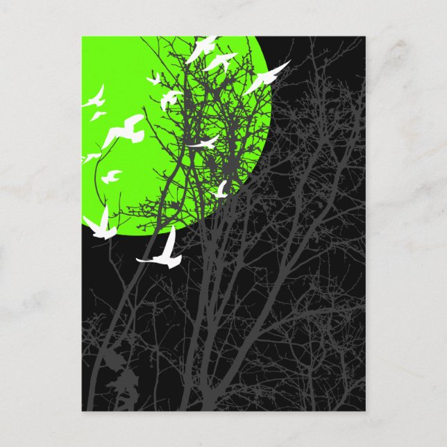 Carte Postale oiseau à silhouette (Devant)