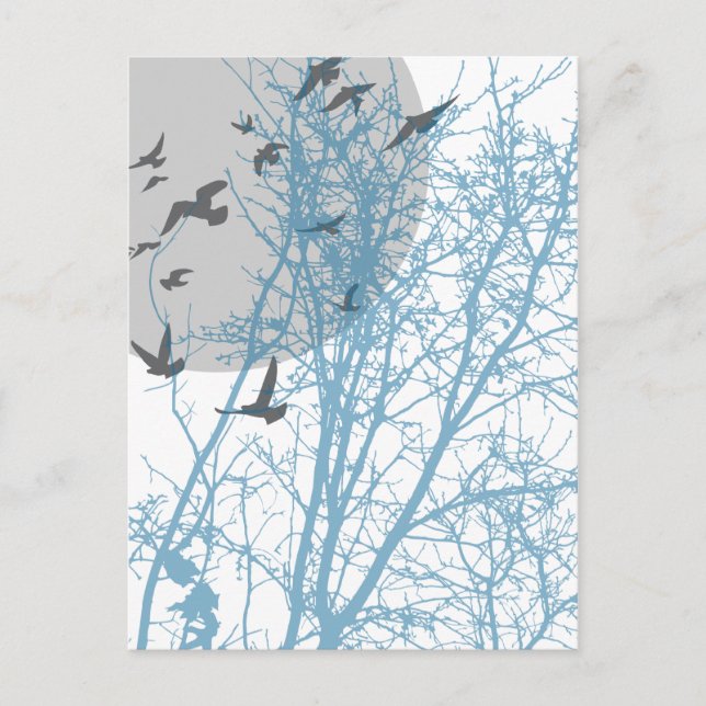 Carte Postale oiseau à silhouette (Devant)