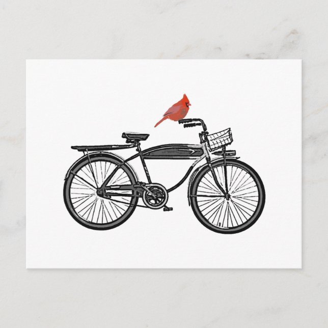 Carte Postale Oiseau à vélo (Devant)