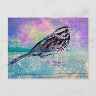 Carte Postale Oiseau Abstrait coloré : Oiseau chanteur vibrant